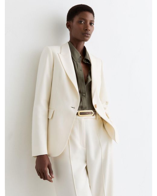 Reiss White Single-Breasted Tailored Blazer
