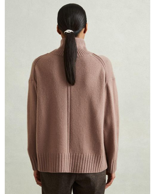 Reiss Brown Corrine Roll Neck Jumper Cashmere
