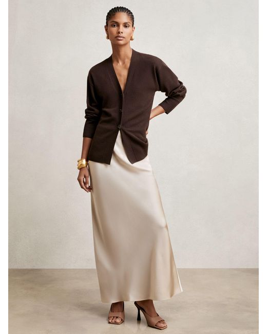 Reiss Natural Silk Slip Maxi Skirt