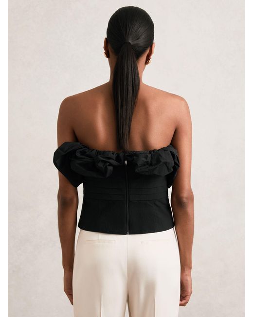 Reiss Black Sculptural Strapless Top