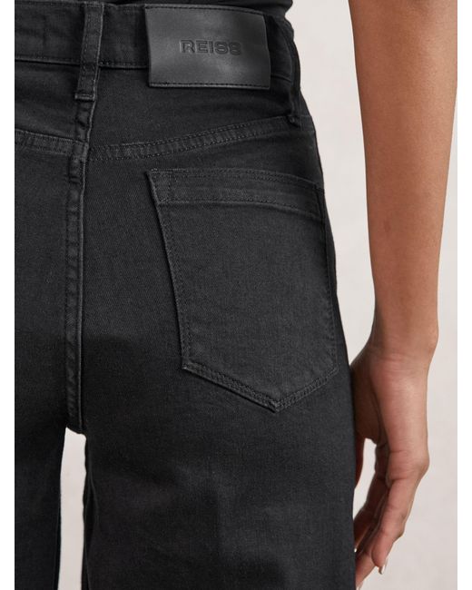 Reiss White Stretch Cotton Wide Leg Jeans
