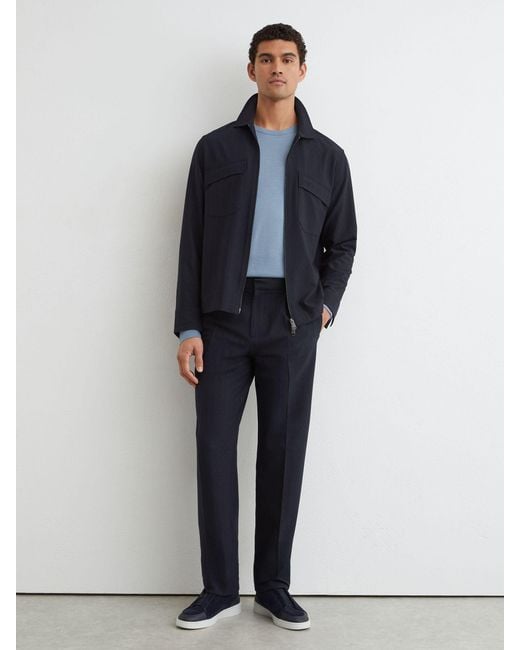 Reiss Blue Sidney Stripe Tapered Pleateds for men