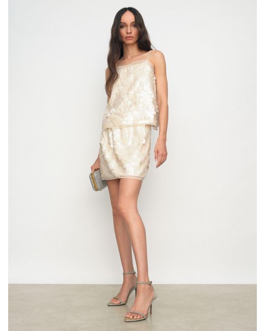 Reiss White Sequin Mini Skirt