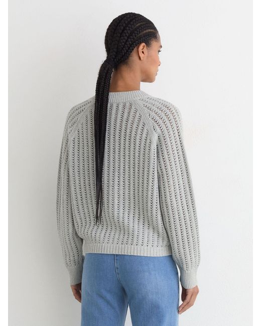 Reiss White Cotton-Blend Open-Knit Cardigan