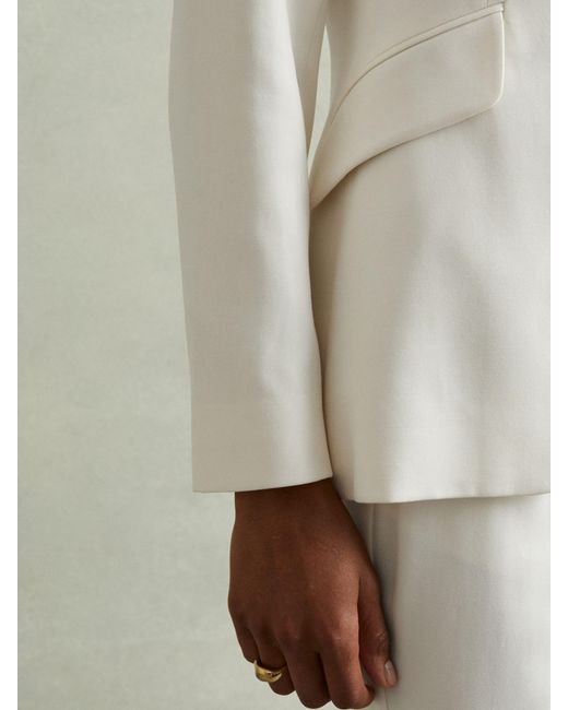 Reiss Natural Millie - Cream Tailored Single Breasted Suit Blazer