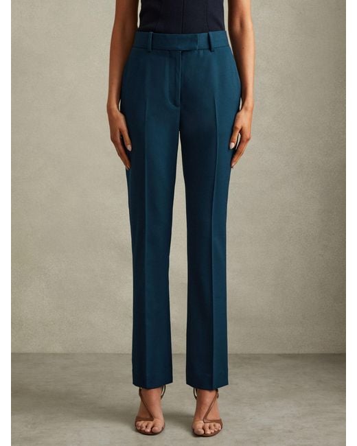 Reiss Blue Jade - Teal Petite Slim Fit Wool Blend Suit Trousers, Us 8