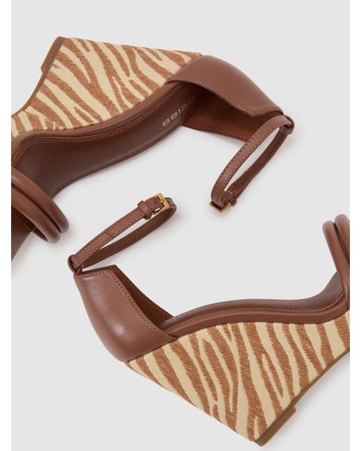 Reiss Hazel - Natural Leather Zebra-wedge Sandals, Us 9 (uk 7)
