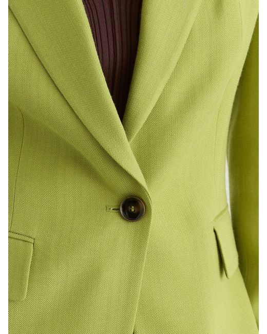 Reiss Green Textured-Weave Single-Breasted Suit Blazer