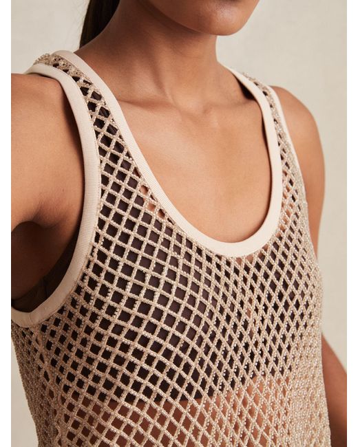 Reiss Natural Mesh Knit Beaded Vest