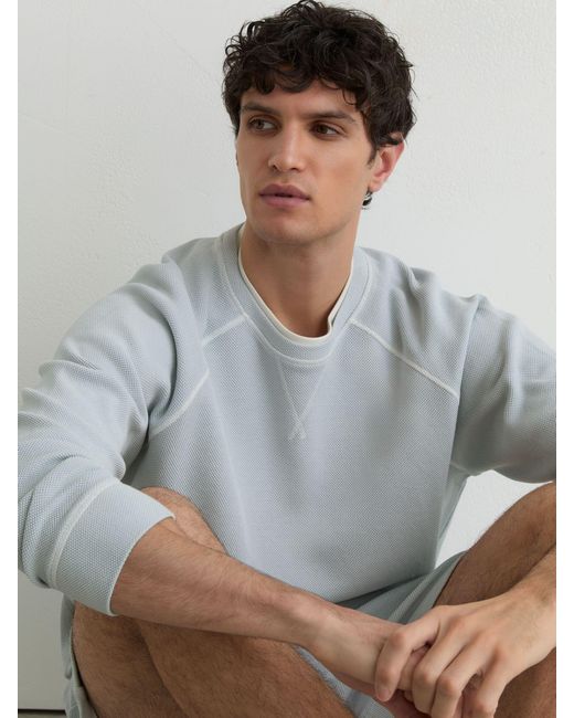 Reiss Drift - Light Blue Cotton-piqué Garment-dyed Sweatshirt, S for men