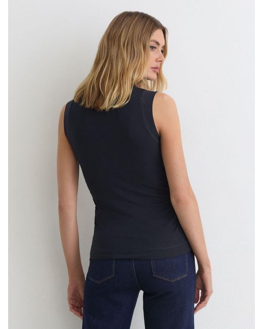 Reiss Blue Hattie - Navy Funnel-neck Jersey-knit Vest With Wool, M (us 8-10)