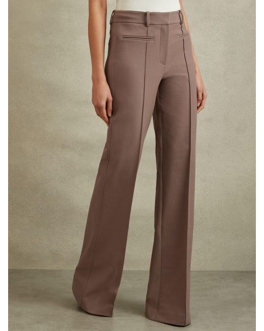 Reiss Natural Petite High Rise Flared Trousers