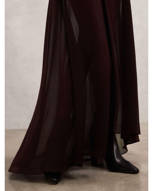 Reiss Black Sheer Textured Maxi Skirt