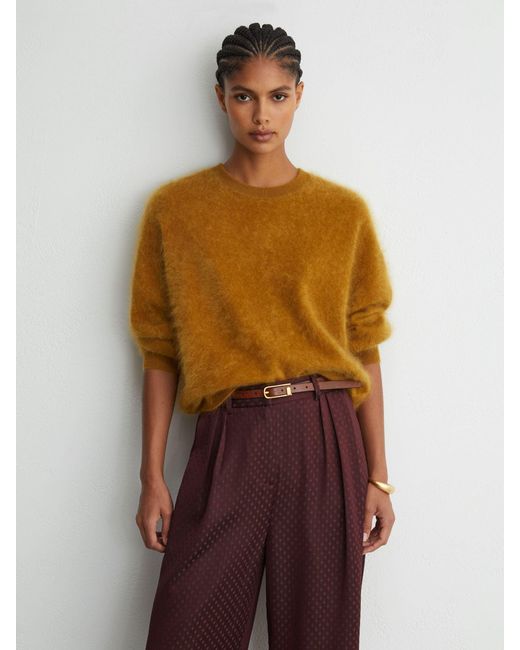 Reiss Multicolor Tilly - Burgundy Red Petite Jacquard Wide-leg Pleated Trousers, Us 10