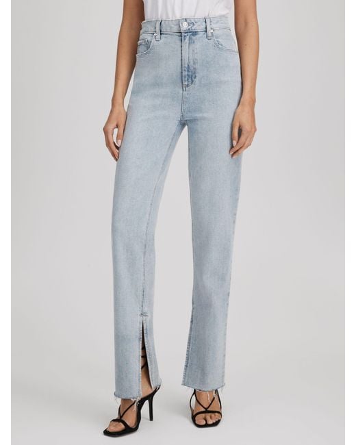 PAIGE Blue Straight Leg Split Hem Jeans