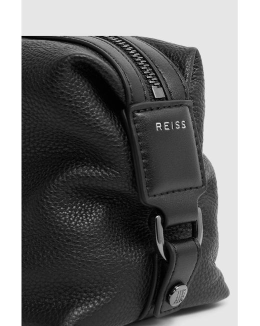 Reiss Cole - Black Leather Washbag, One for men