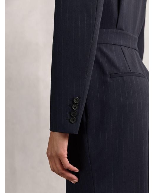 Reiss Natural Pinstripe Tailored Wide-Leg Jumpsuit With Wool