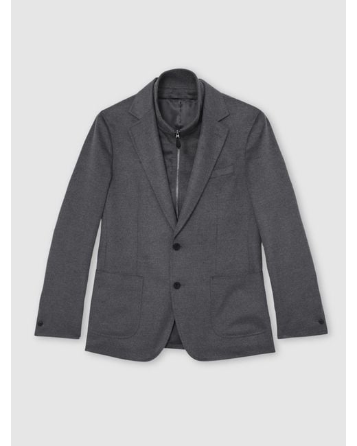 Reiss Gray Single-Breasted Blazer With Gilet Insert Tailored-Fit for men