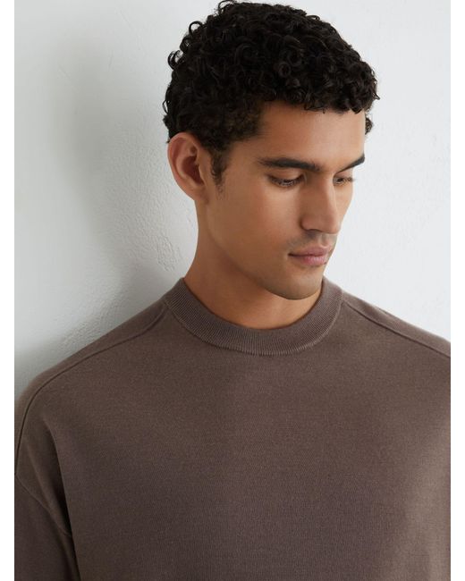 Reiss Brown Merino Wool Relaxed Knit T-Shirt for men