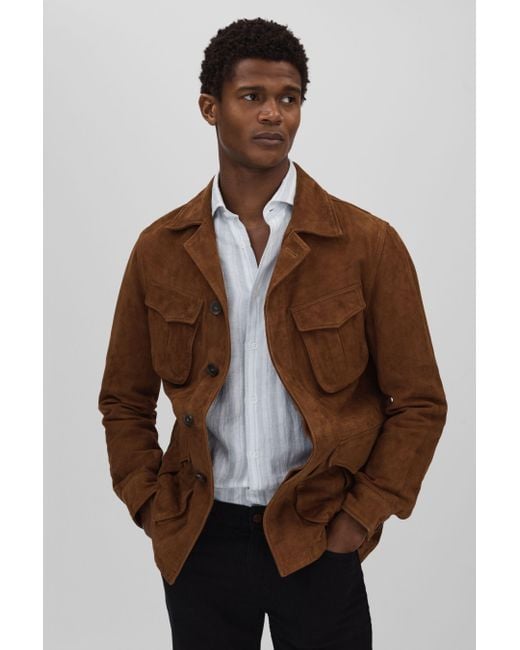 Oscar Jacobson Brown Oscar Single Breasted Workwear Jacket for men