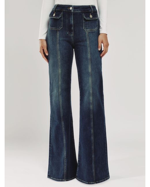 Reiss Blue Button-Pocket Flared Jeans