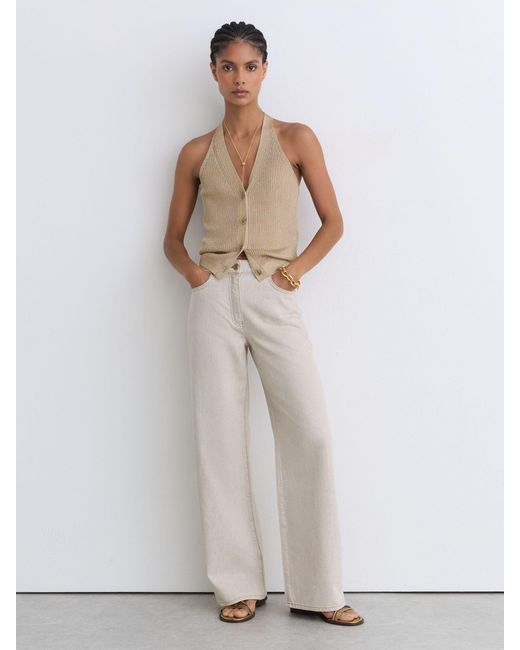 Reiss Metallic Rib-Knit Waistcoat