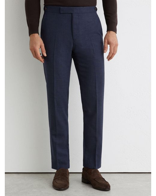 Reiss Side - Airforce Blue Fibre Side Adjuster Tailored Fit Virgin Wool Textured Tailored-fit Trousers, 28w X 31l (uk 28 R) for men