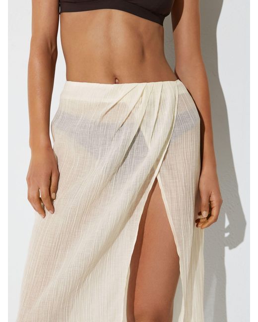 Reiss White Cotton-Blend Gauze Wrap Beach Skirt
