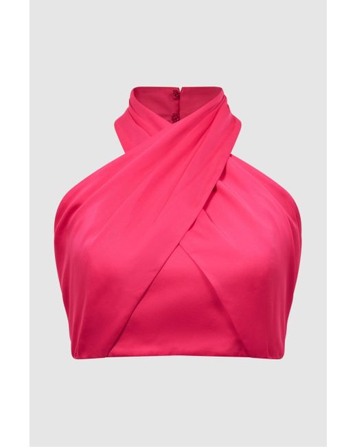 Reiss Ruby - Pink Cropped Halter Occasion Top, Us 14