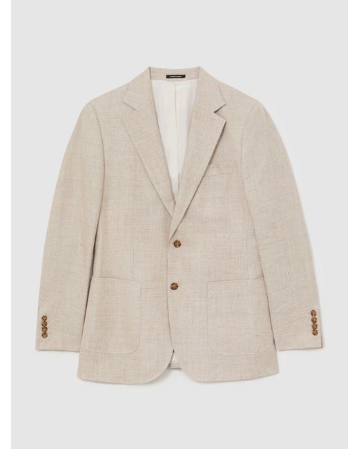 ATELIER Natural Linen Blend Single Breasted Tailored Fit Blazer for men