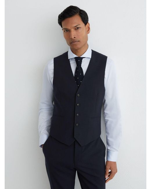 Reiss Blue Belmont - Navy Single-breasted Tailored Waistcoat, 44 for men