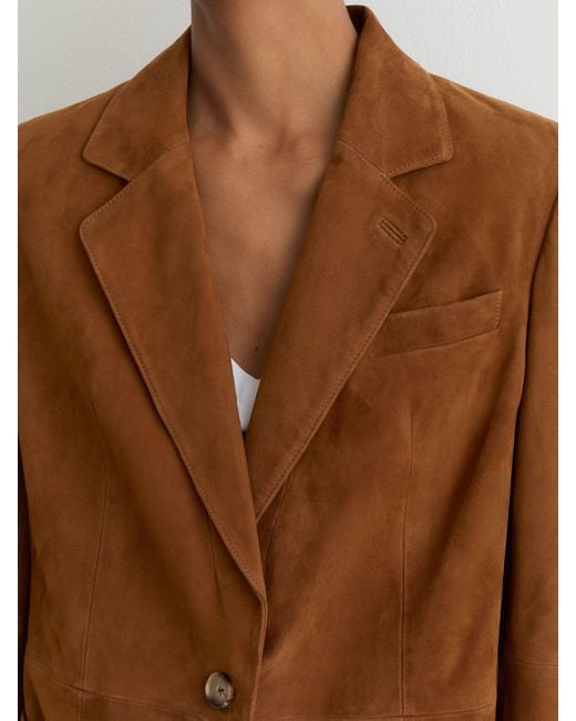 Reiss Blue Suede Single-Breasted Relaxed-Fit Blazer