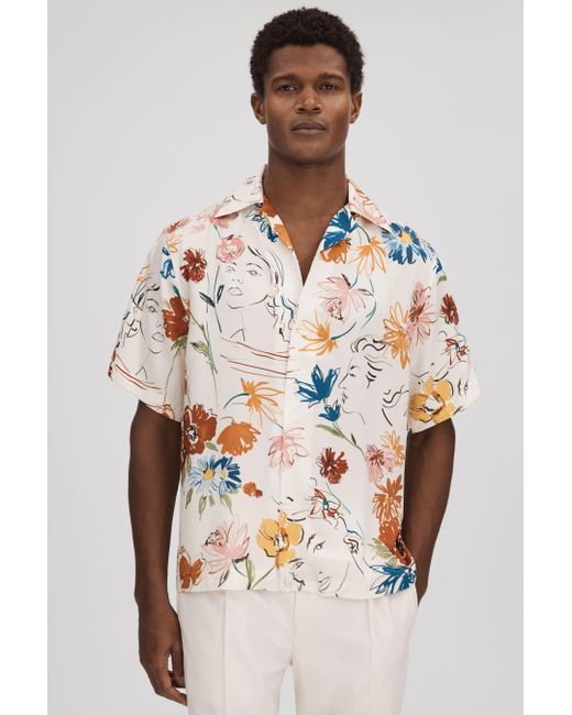 Reiss Multicolor Serra - Multi Printed Cuban Collar Shirt for men