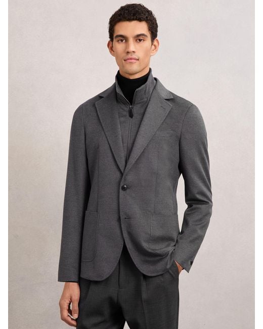 Reiss Gray Single-Breasted Blazer With Gilet Insert Tailored-Fit for men