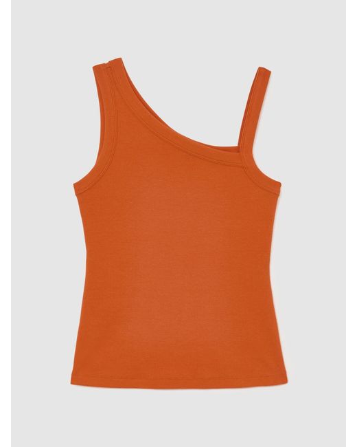 Reiss Pink Aysha - Orange Stretch-cotton Asymmetric-neck Vest, S (us 4-6)