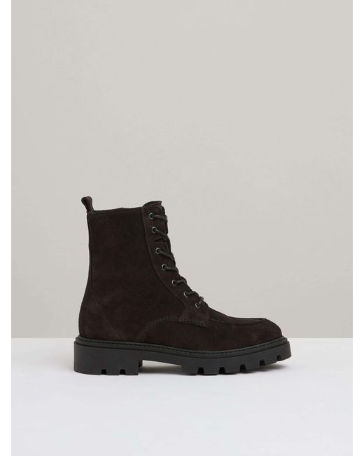 Reiss Black Ellie Chocolate Leather Lace-Up Boots
