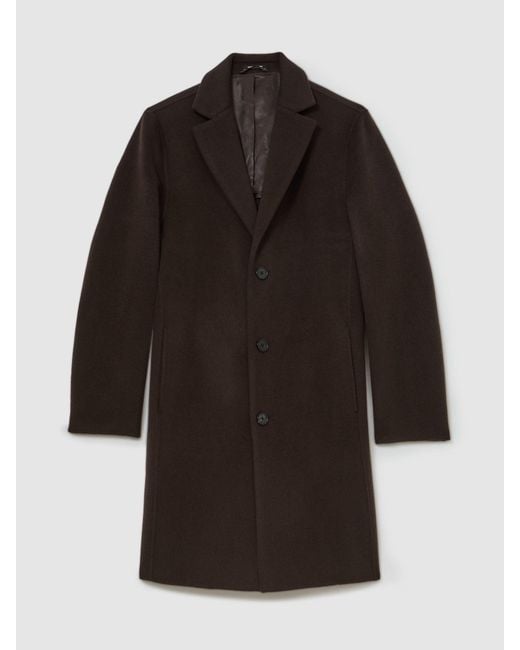 Reiss Black Wool-Blend Single-Breasted Epsom Coat for men