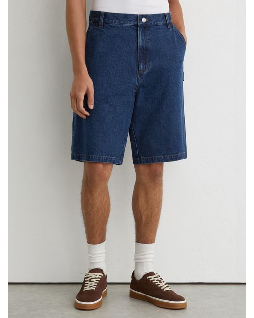 Reiss Blue Monogram Relaxed-Fit Denim Shorts for men