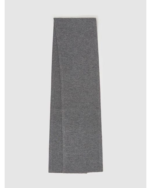 Reiss Gray Chesterfield - Mid Grey Melange Ribbed Merino Scarf, One for men