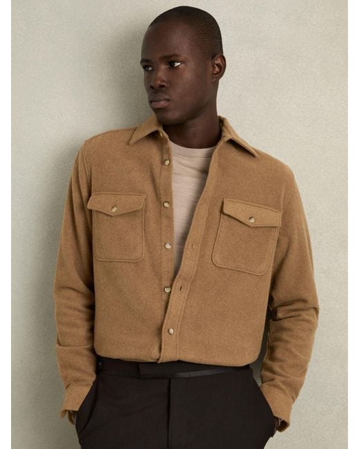 Reiss Natural Twin-Pocket Overshirt With Wool for men