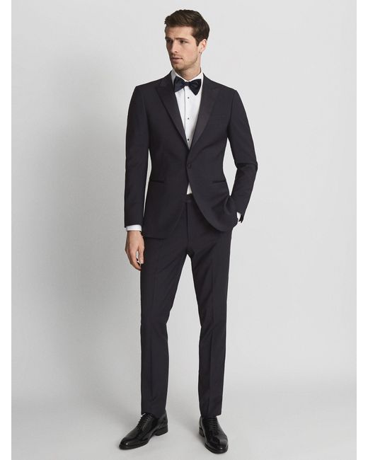 Reiss Blue Poker - Navy Modern Fit Tuxedo Trousers, 28 R for men
