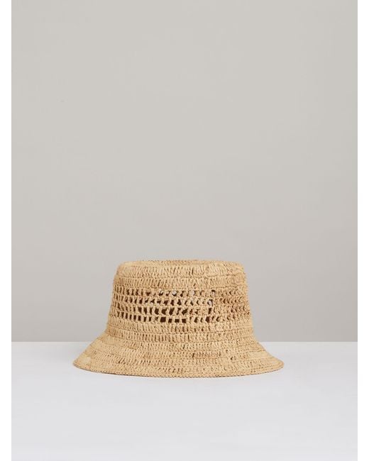 Reiss Natural Ramona Bucket Hat Straw Plain, Size: M & L