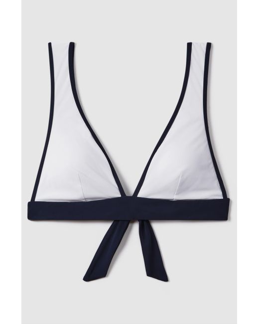 Reiss Blue Jessica - Navy/white Wide Strap Bikini Top
