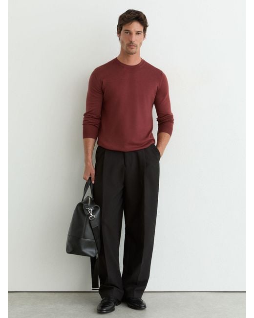 Reiss Red Merino Wool Crew-Neck Jumper for men