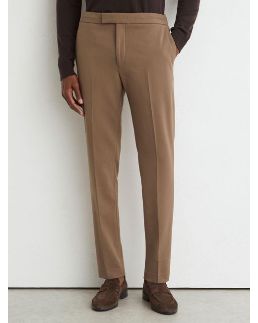 Reiss Brown Slim-Fit Stretch Drawstring Trousers for men