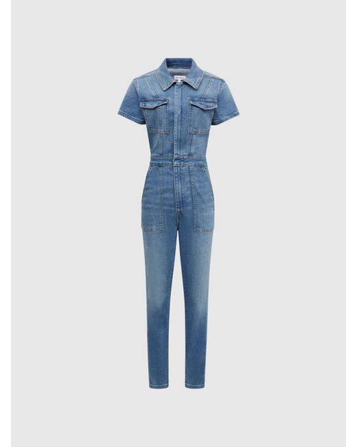 GOOD AMERICAN Mid Blue Denim Jumpsuit