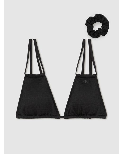 Calvin Klein Black Crinkle Triangle Bikini