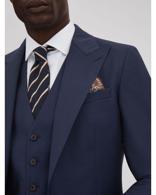 Reiss Blue Wool Single Breasted Regular Fit Blazer for men