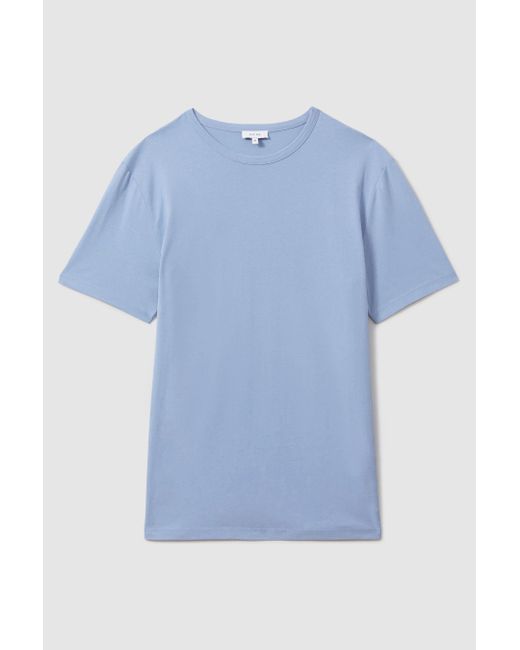 Reiss Gray Melrose - Reef Blue Cotton Crew Neck T-shirt for men