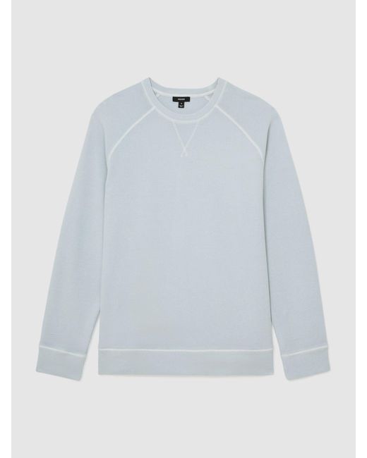 Reiss Drift - Light Blue Cotton-piqué Garment-dyed Sweatshirt, S for men